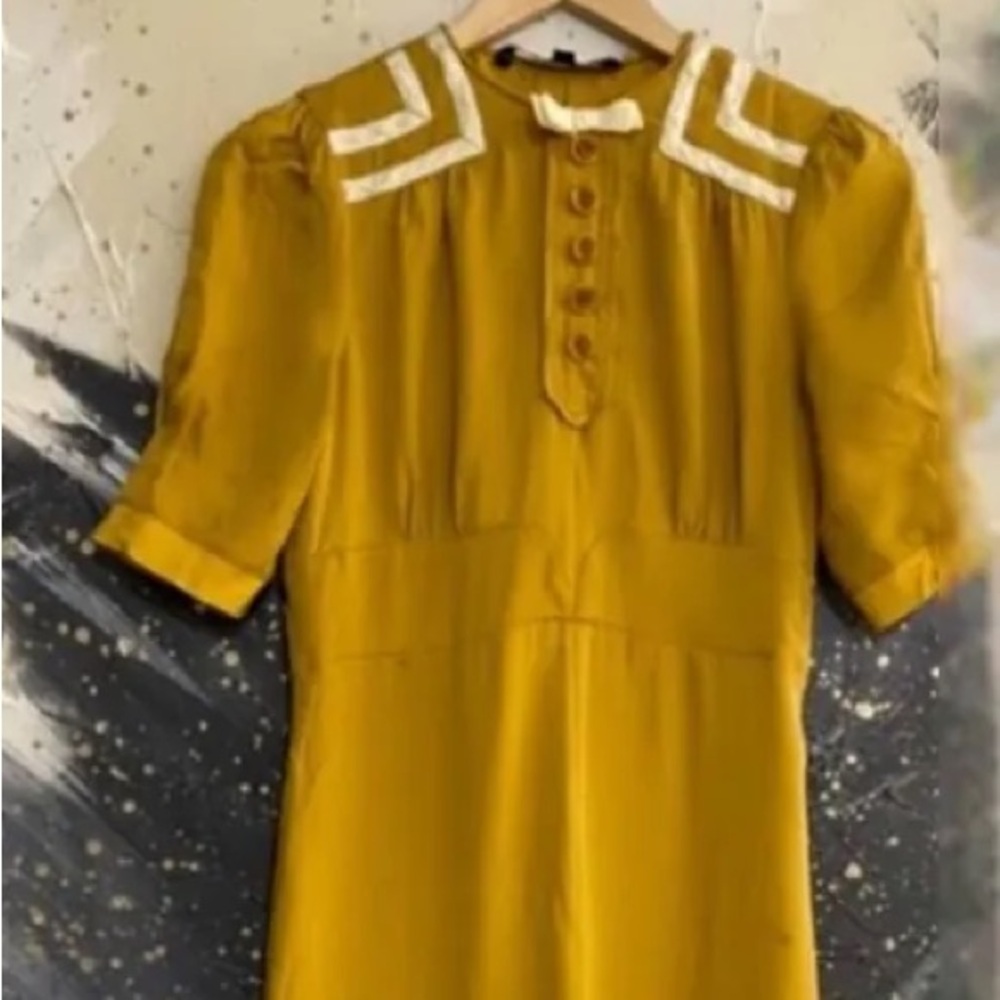ISO MARC BY MARC JACOBS BOW DRESS MUSTARD BLAIR WALDORF GOSDIP GIRL DO NOT BUY